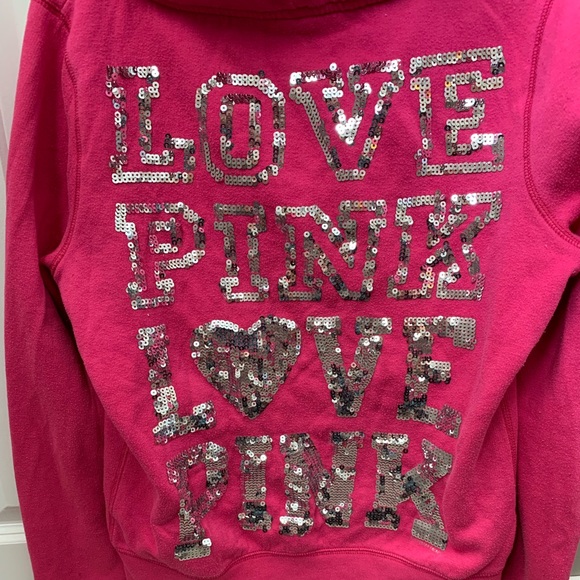 Victoria’s Secret pink zip up sequin sweater - Picture 2 of 2